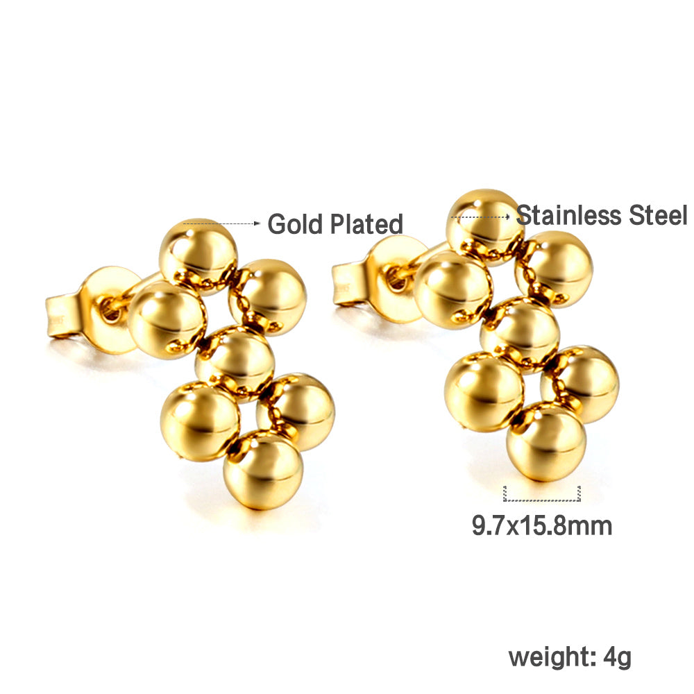 Wholesale 18K Gold Ball - cluster Stud Earrings Luxurious Feel
