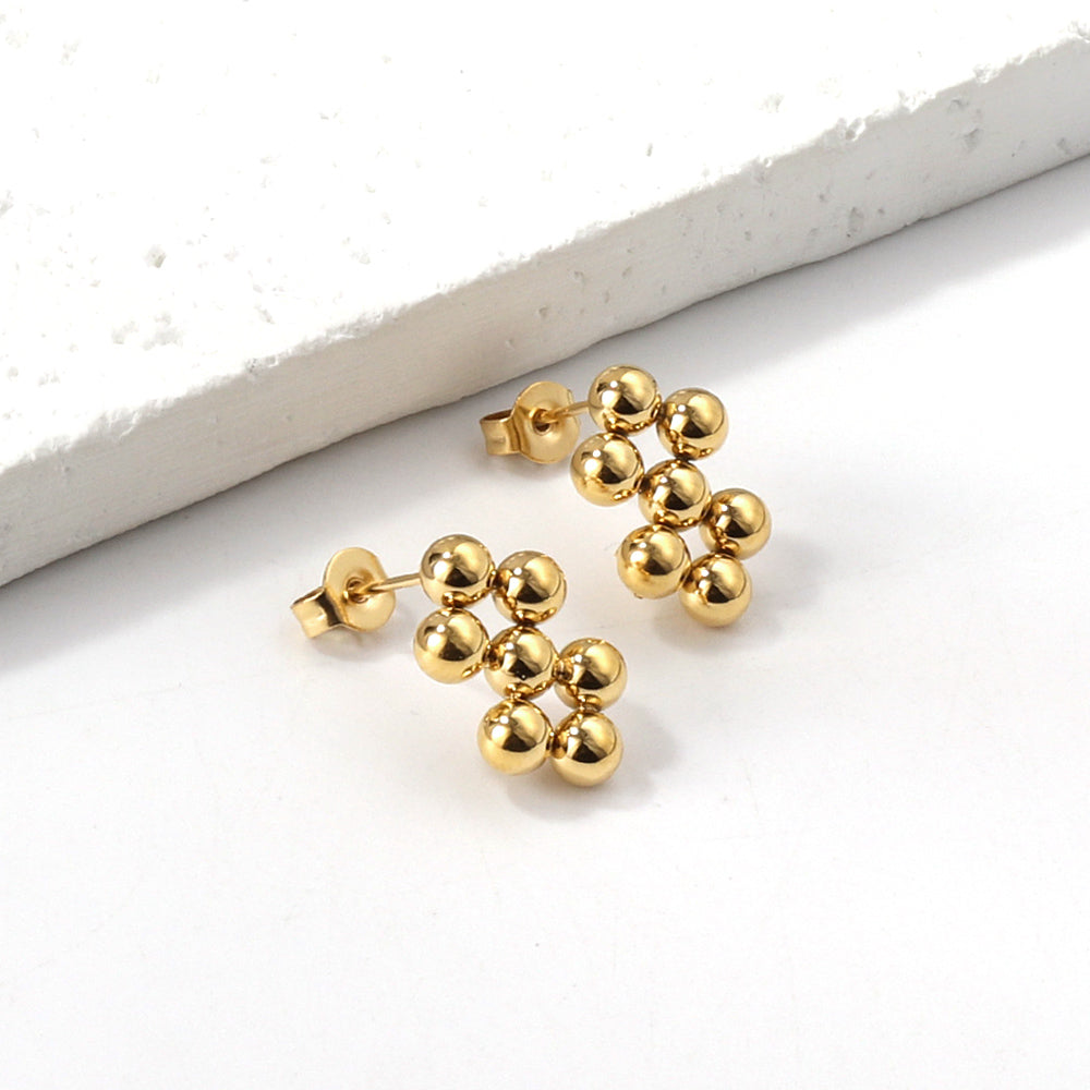 Wholesale 18K Gold Ball - cluster Stud Earrings Luxurious Feel