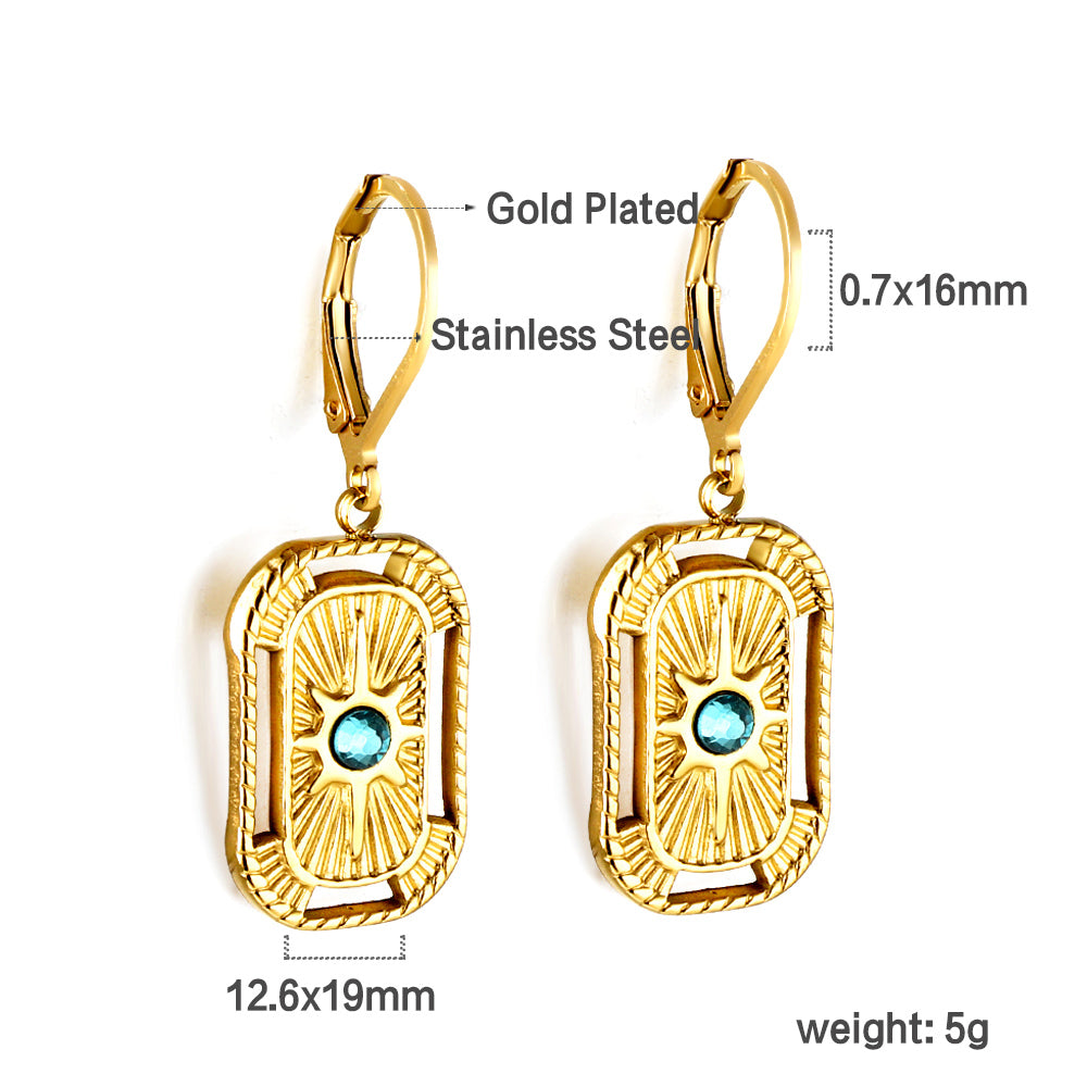 Wholesale 18K Gold Rectangle - green Earrings Noble Taste