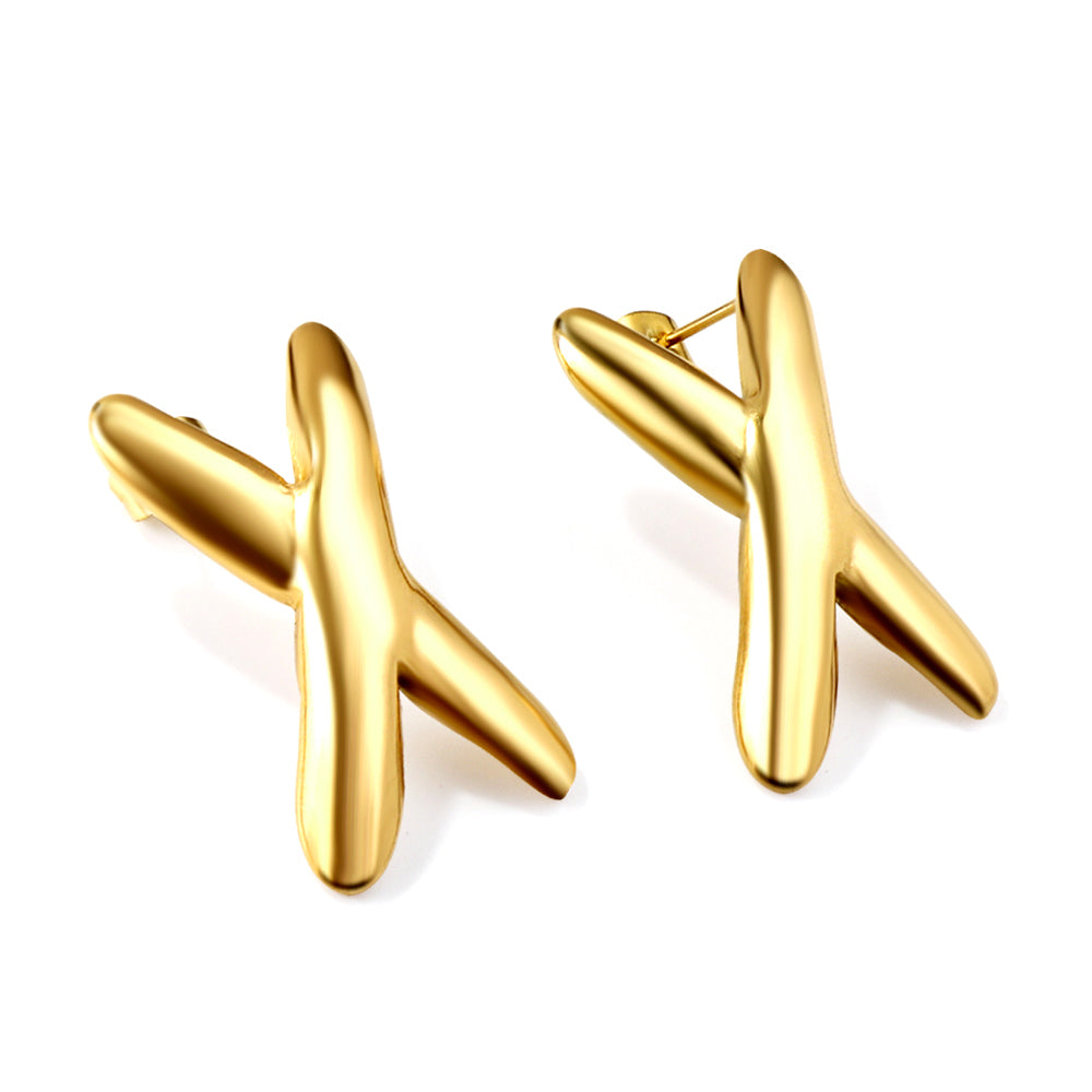 Bulk 18K Gold Cross - style Earrings Bold Design