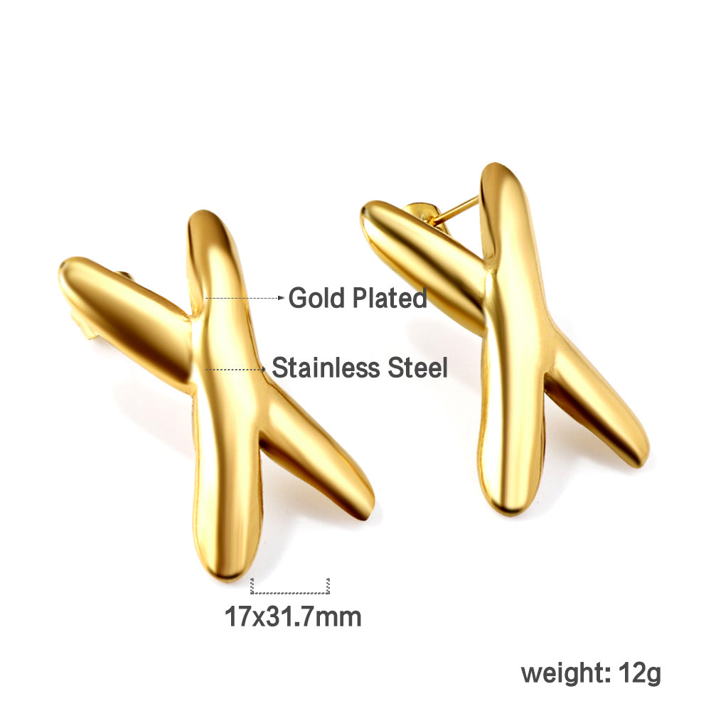 Bulk 18K Gold Cross - style Earrings Bold Design