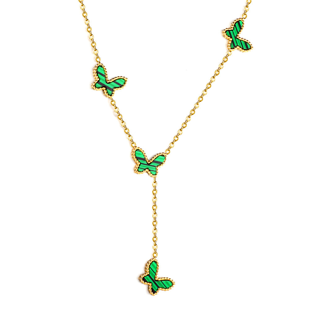 Wholesale 18K Gold Green - adorned Necklace Fresh Vibe