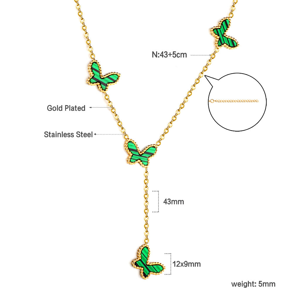 Wholesale 18K Gold Green - adorned Necklace Fresh Vibe