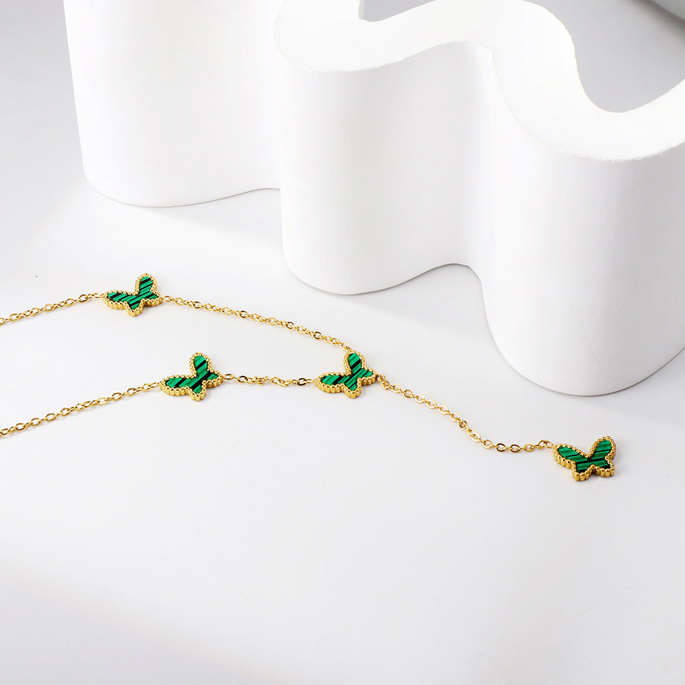 Wholesale 18K Gold Green - adorned Necklace Fresh Vibe
