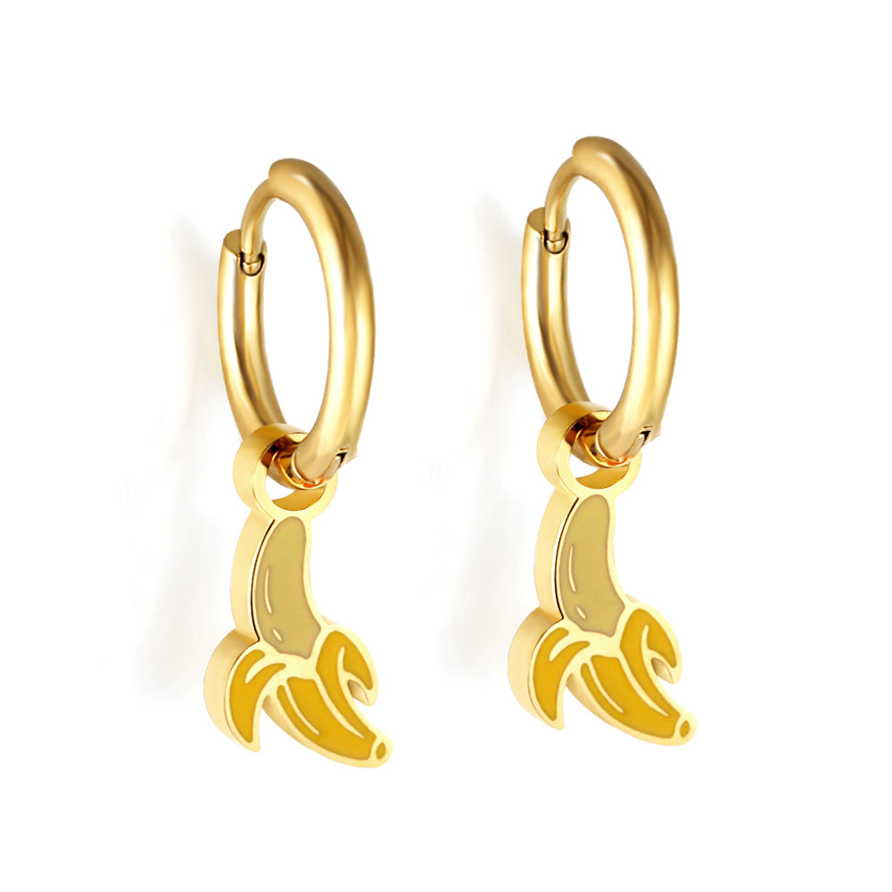 Bulk 18K Gold Banana - design Hoop Earrings Hypoallergenic