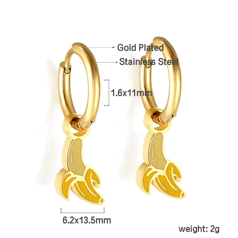 Bulk 18K Gold Banana - design Hoop Earrings Hypoallergenic