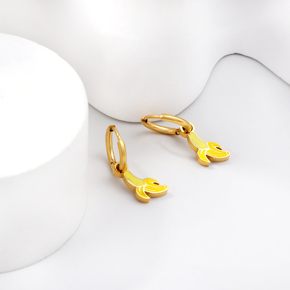 Bulk 18K Gold Banana - design Hoop Earrings Hypoallergenic