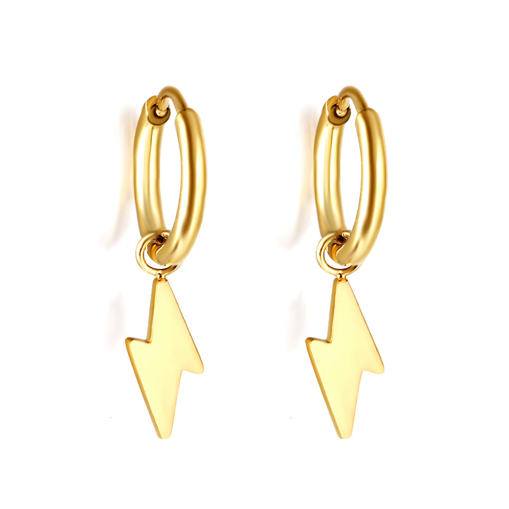 Bulk 18K Gold Stylish Lightning Drop Hoop Earrings