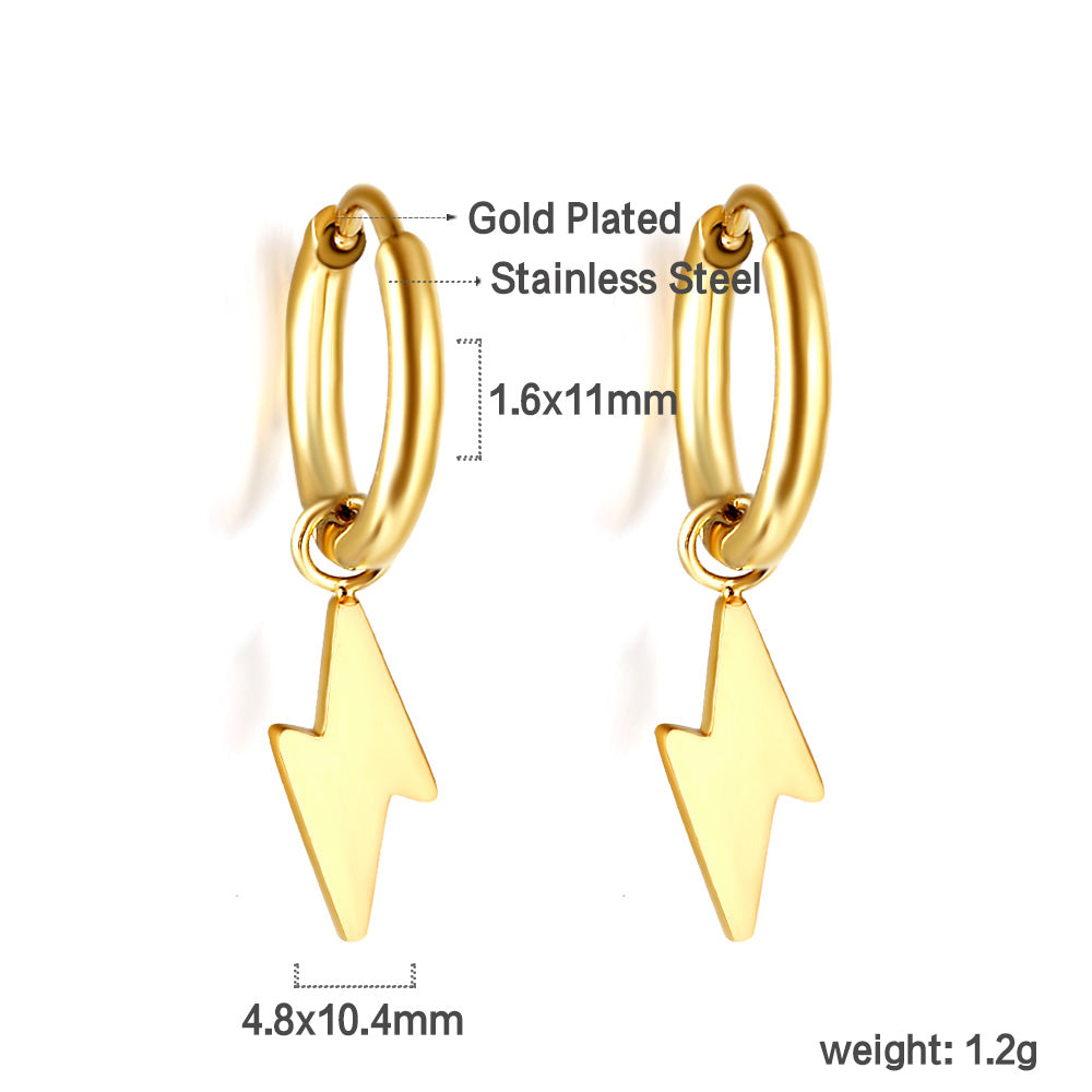 Bulk 18K Gold Stylish Lightning Drop Hoop Earrings