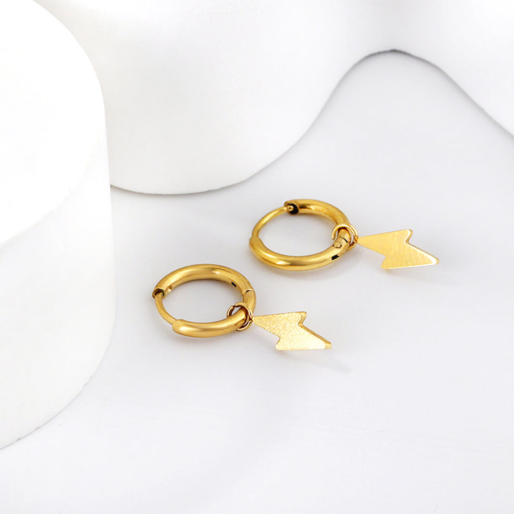 Bulk 18K Gold Stylish Lightning Drop Hoop Earrings