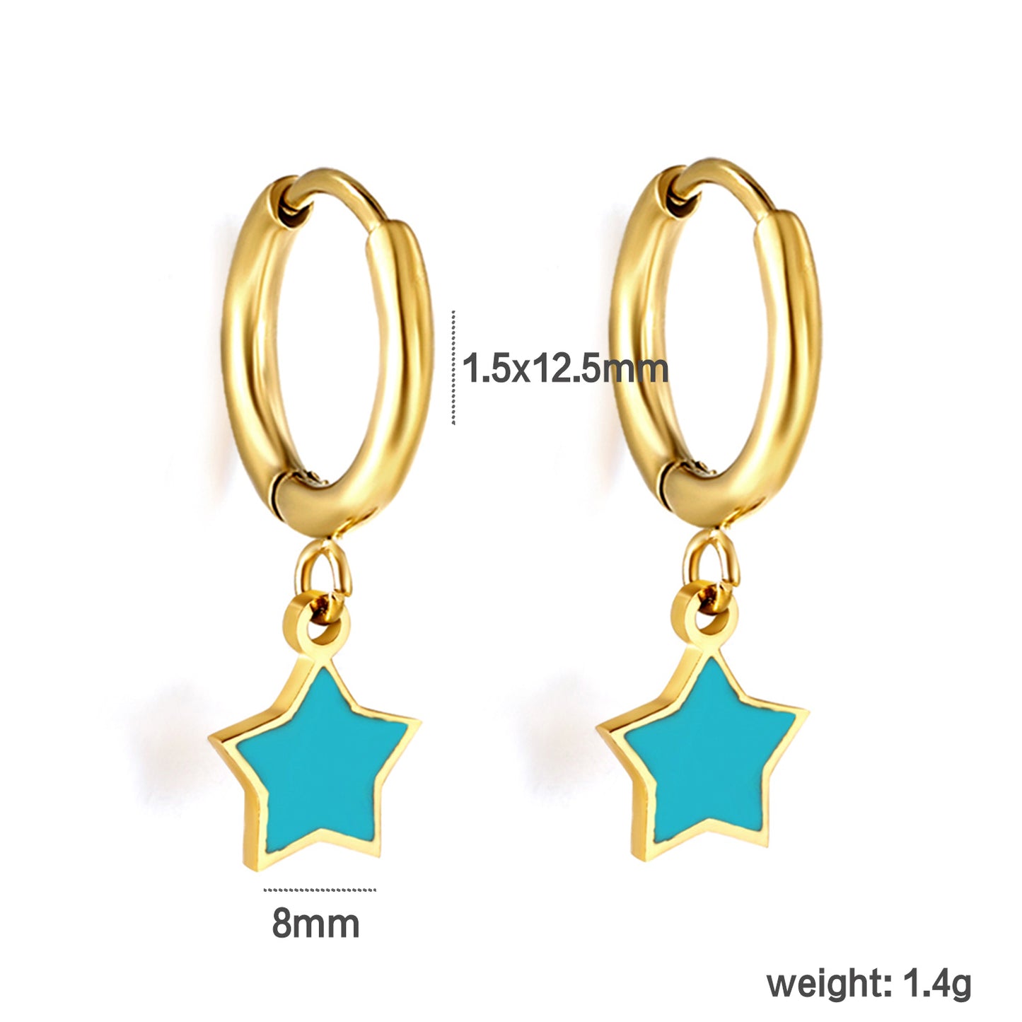 Wholesale Stainless Steel Circle with Blue Star Hoop Earrings