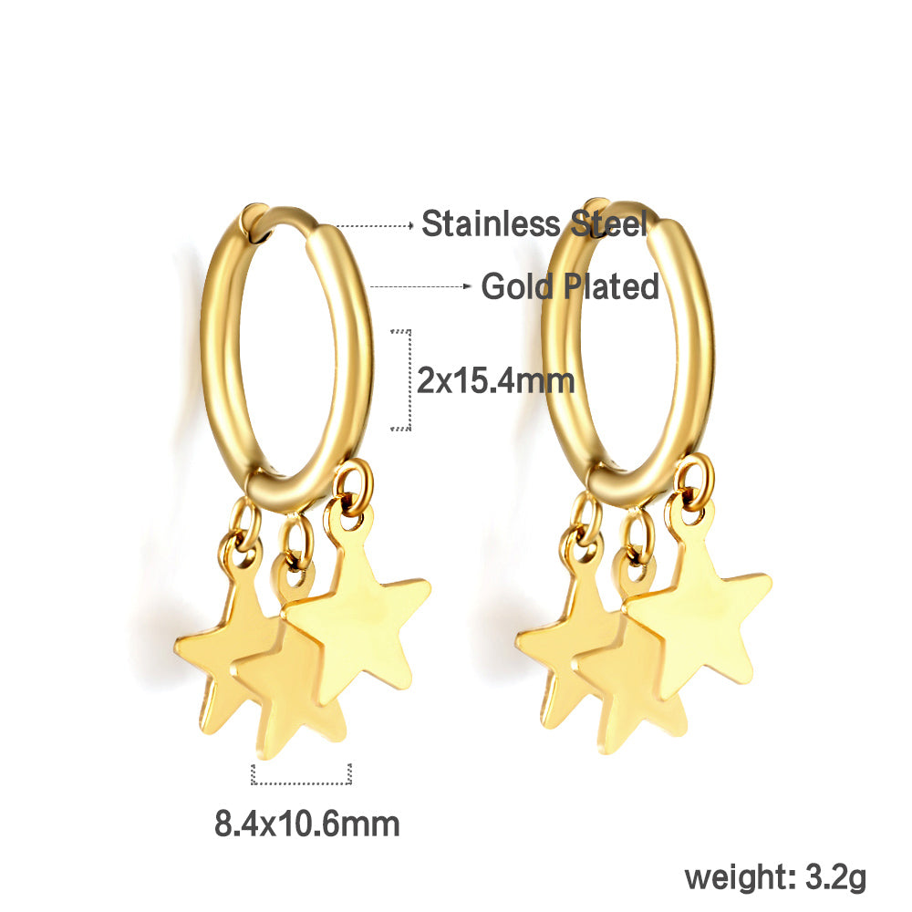 Bulk 18K Gold Star - drop Hoop Earrings Charming Look