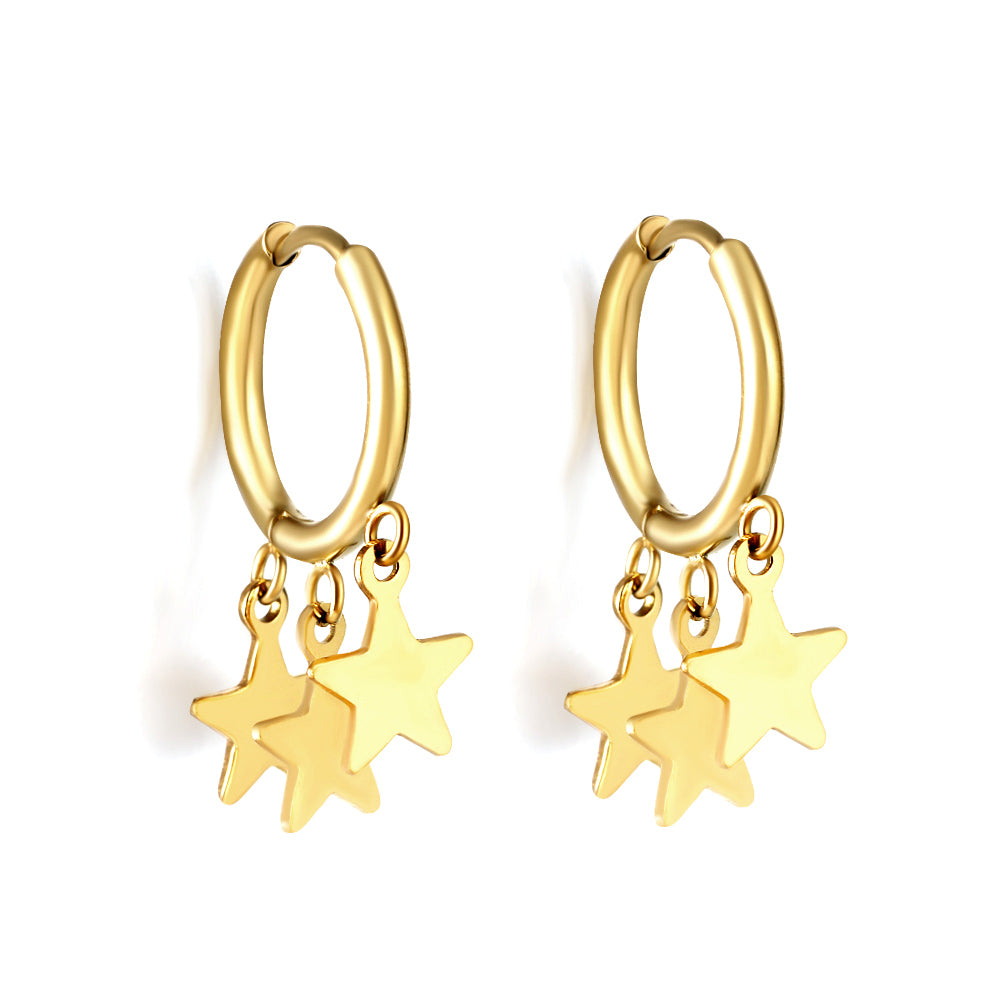 Bulk 18K Gold Star - drop Hoop Earrings Charming Look