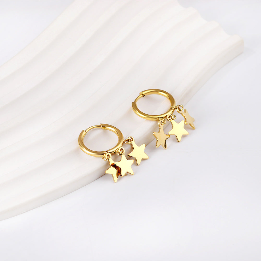Bulk 18K Gold Star - drop Hoop Earrings Charming Look