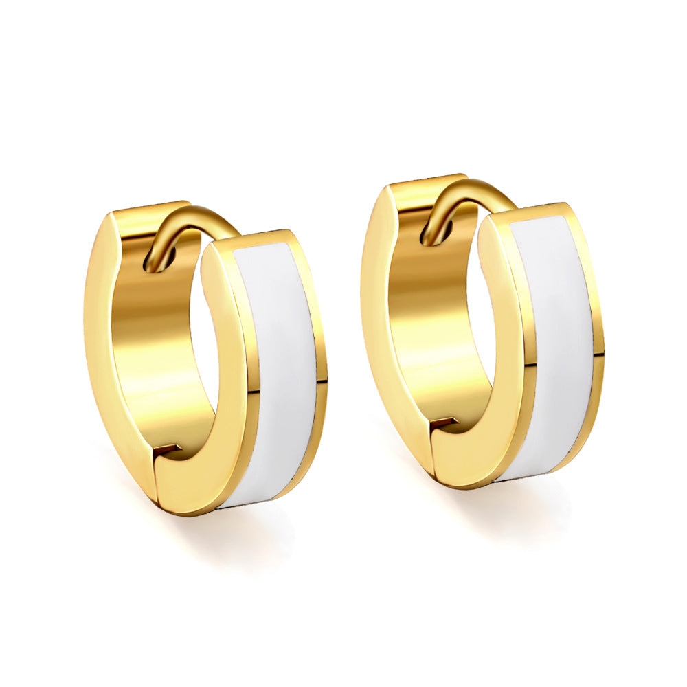 Wholesale Multicolor Enamel Dripping Gold Hoop Earrings for Fashion Retailers Simple and Elegant