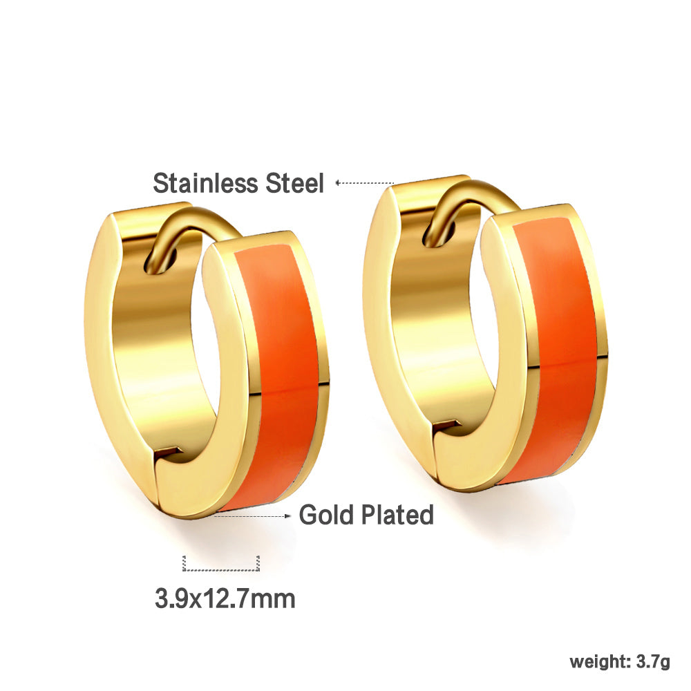 Wholesale Multicolor Enamel Dripping Gold Hoop Earrings for Fashion Retailers Simple and Elegant