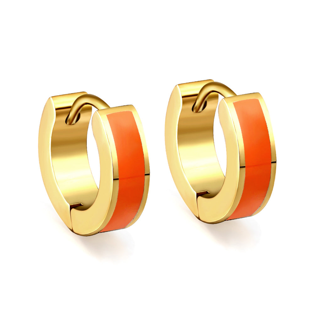 Wholesale Multicolor Enamel Dripping Gold Hoop Earrings for Fashion Retailers Simple and Elegant