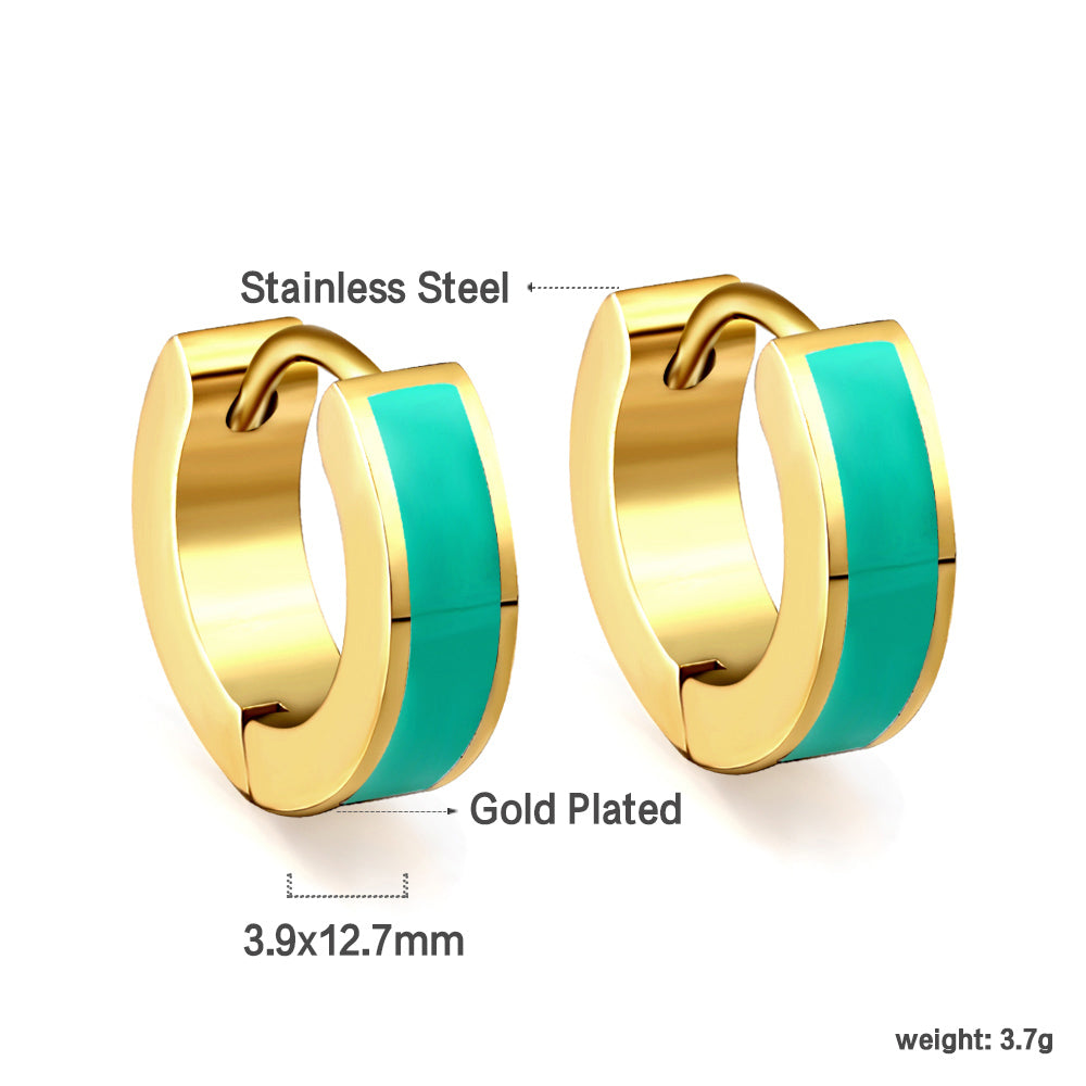 Wholesale Multicolor Enamel Dripping Gold Hoop Earrings for Fashion Retailers Simple and Elegant