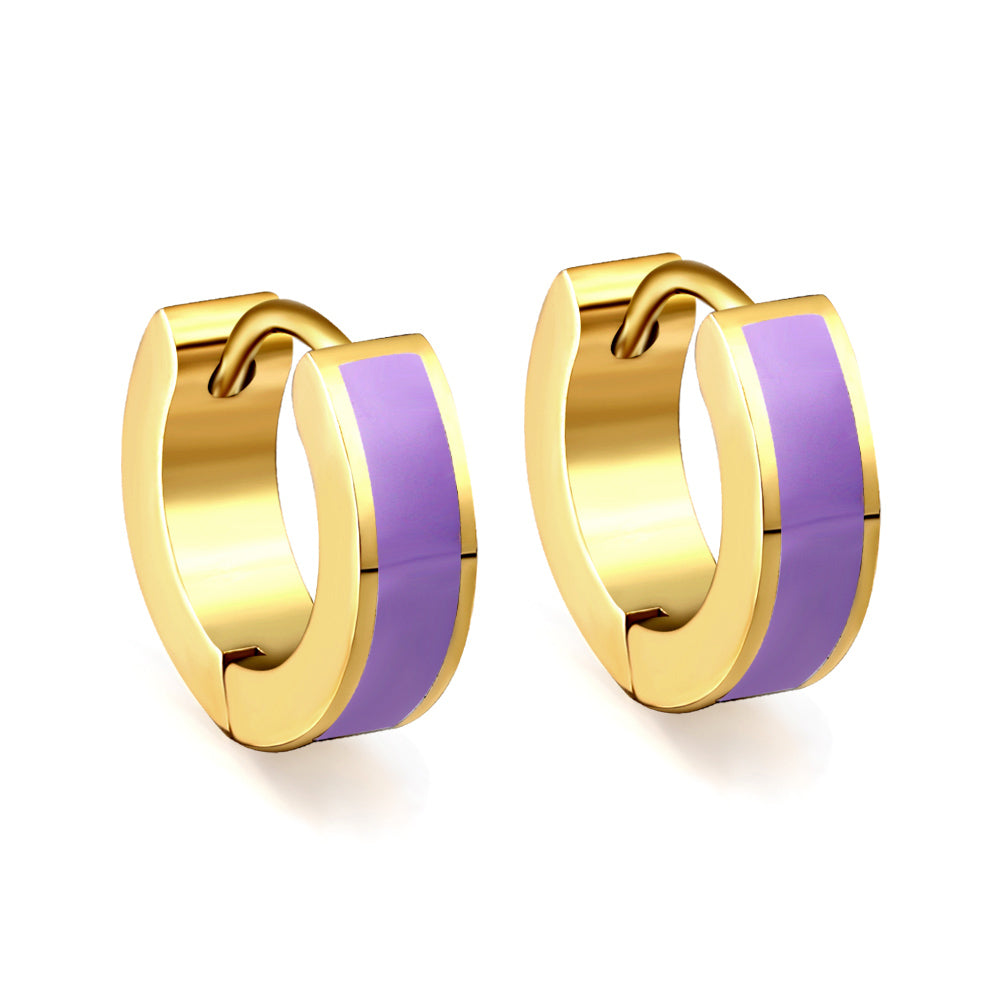 Wholesale Multicolor Enamel Dripping Gold Hoop Earrings for Fashion Retailers Simple and Elegant