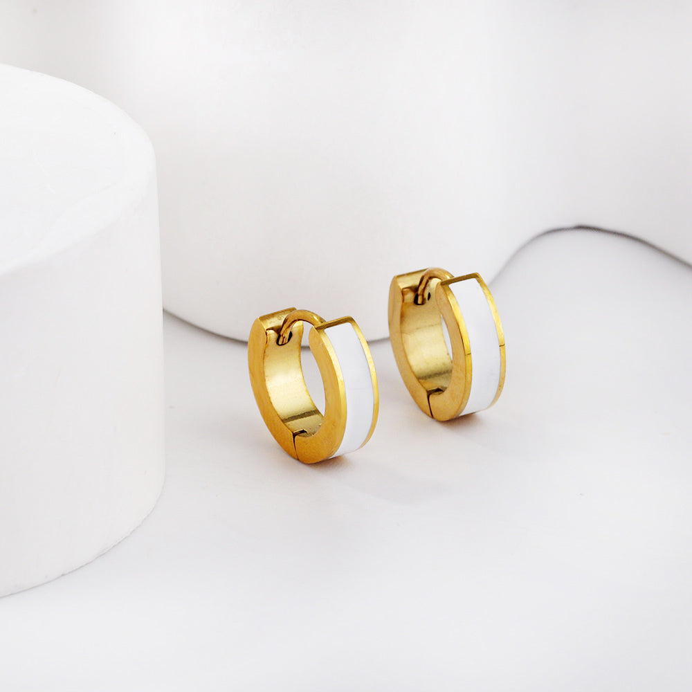 Wholesale Multicolor Enamel Dripping Gold Hoop Earrings for Fashion Retailers Simple and Elegant