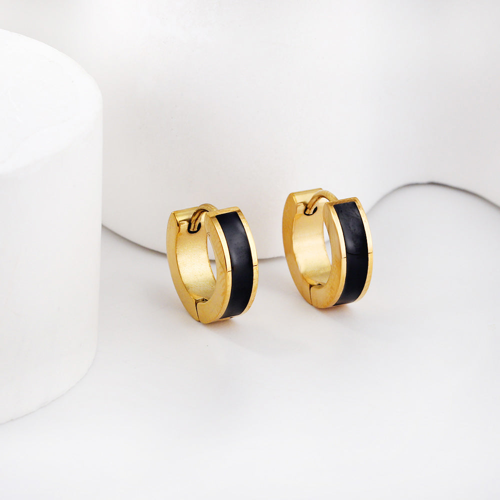 Wholesale Multicolor Enamel Dripping Gold Hoop Earrings for Fashion Retailers Simple and Elegant