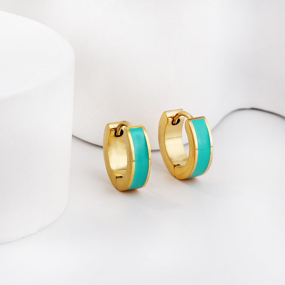 Wholesale Multicolor Enamel Dripping Gold Hoop Earrings for Fashion Retailers Simple and Elegant
