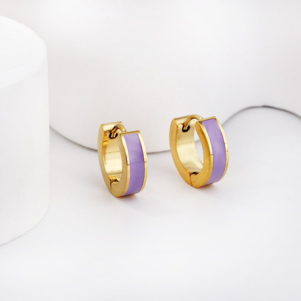 Wholesale Multicolor Enamel Dripping Gold Hoop Earrings for Fashion Retailers Simple and Elegant