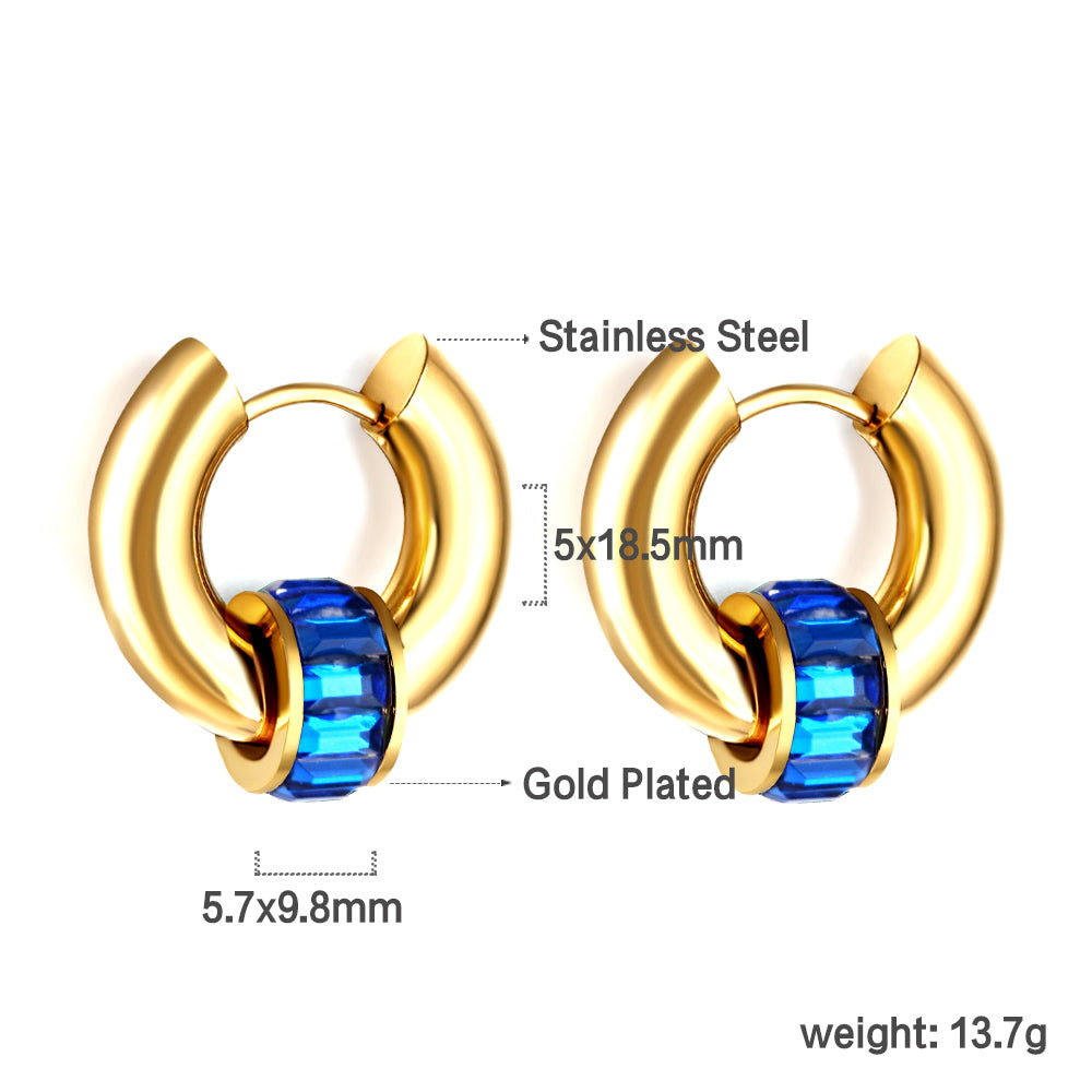 Wholesale 18K Gold Colorful Zirconia Hoop Earrings Fashionable Accessory