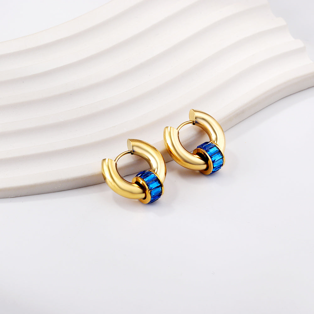 Wholesale 18K Gold Colorful Zirconia Hoop Earrings Fashionable Accessory