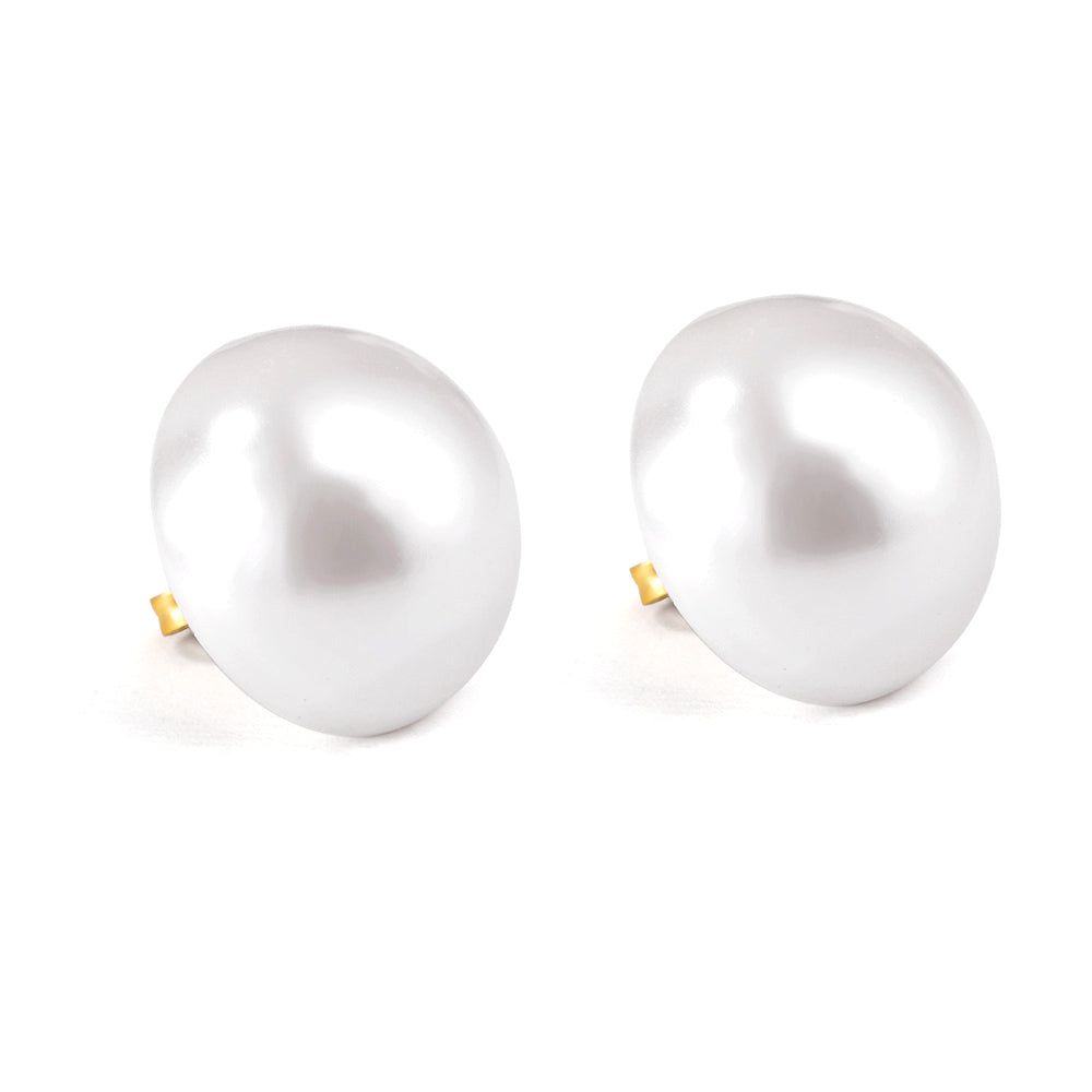 Wholesale 18K Gold Round Pearl Stud Earrings