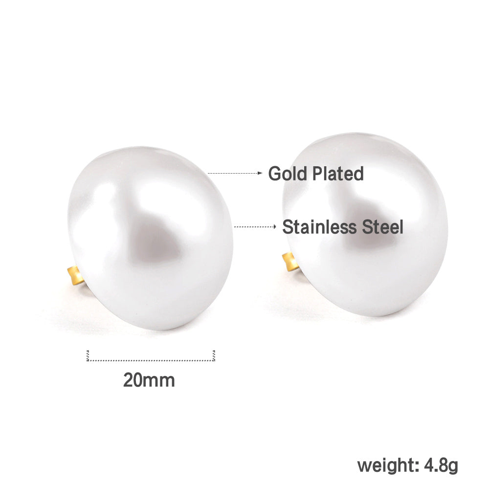 Wholesale 18K Gold Round Pearl Stud Earrings