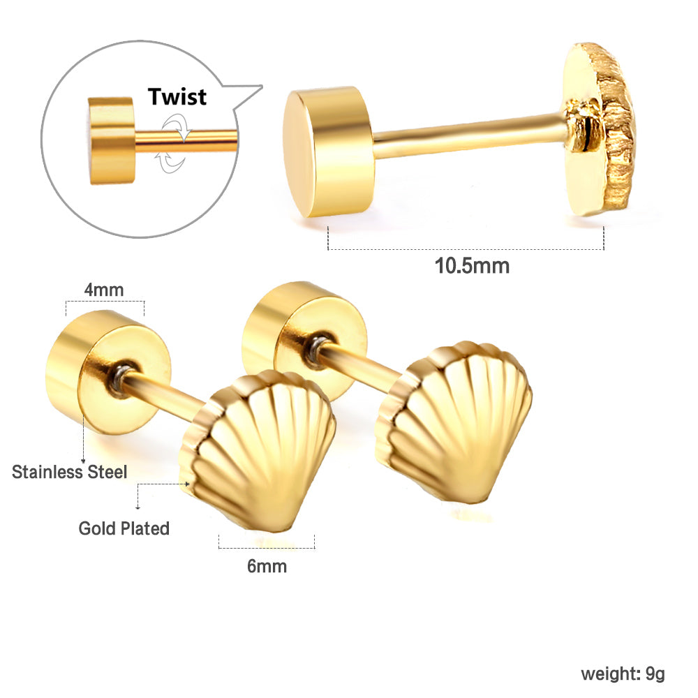 Wholesale 18K Gold Shell Stud Earrings Simple Elegance