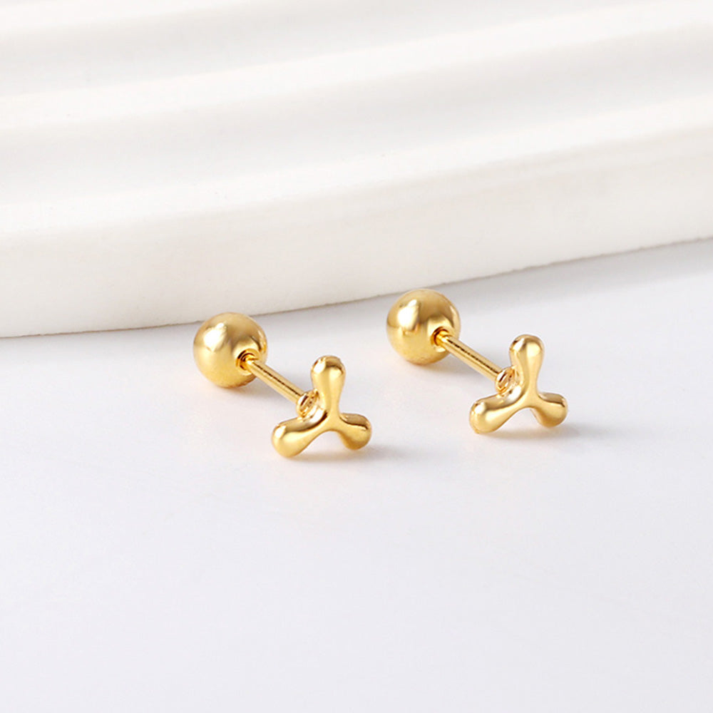 Wholesale 18K Gold Fork Shaped Stud Earrings Unique Style