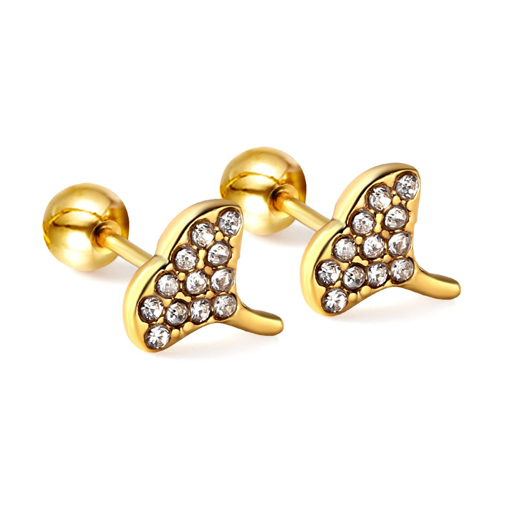 Wholesale 18K Gold Leaf Stud Earrings Sparkling Design