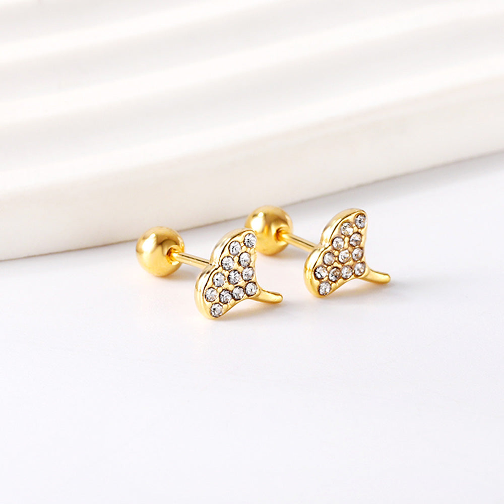 Wholesale 18K Gold Leaf Stud Earrings Sparkling Design