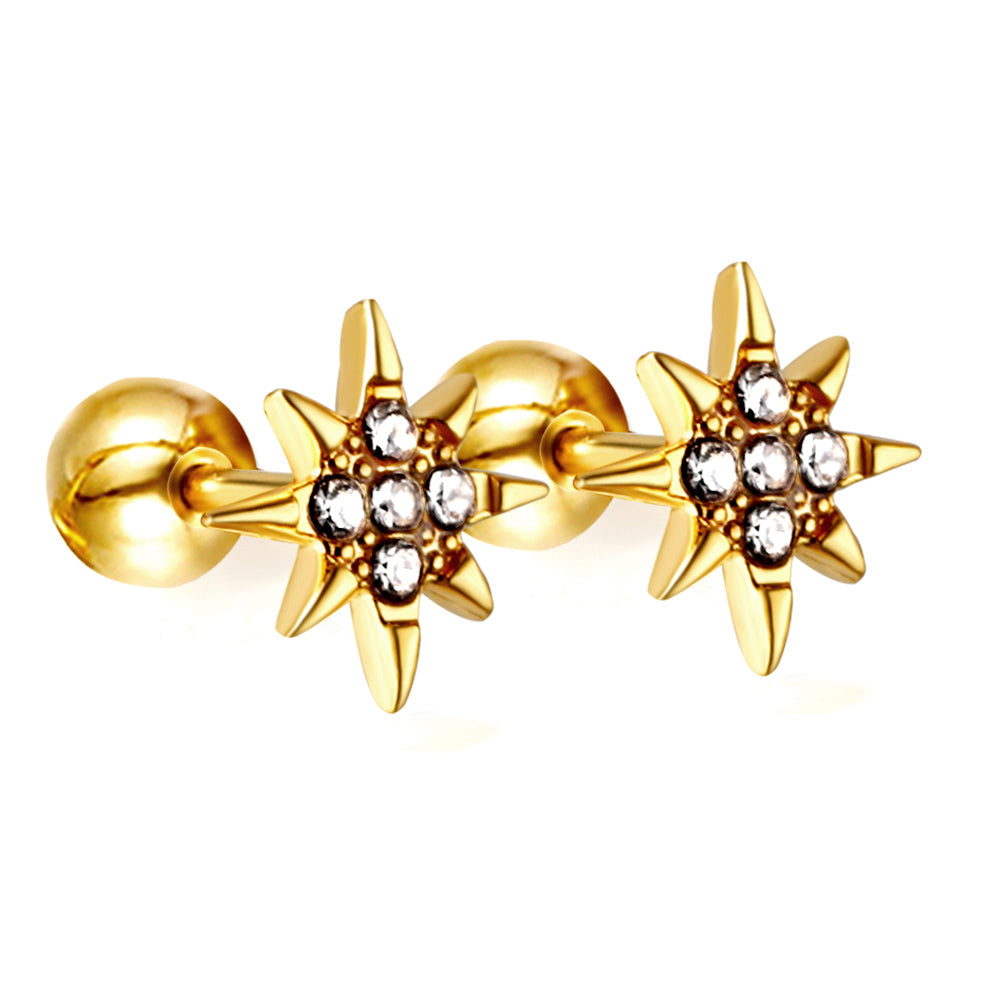 Wholesale 18K Gold Star Stud Earrings Shiny Elegance