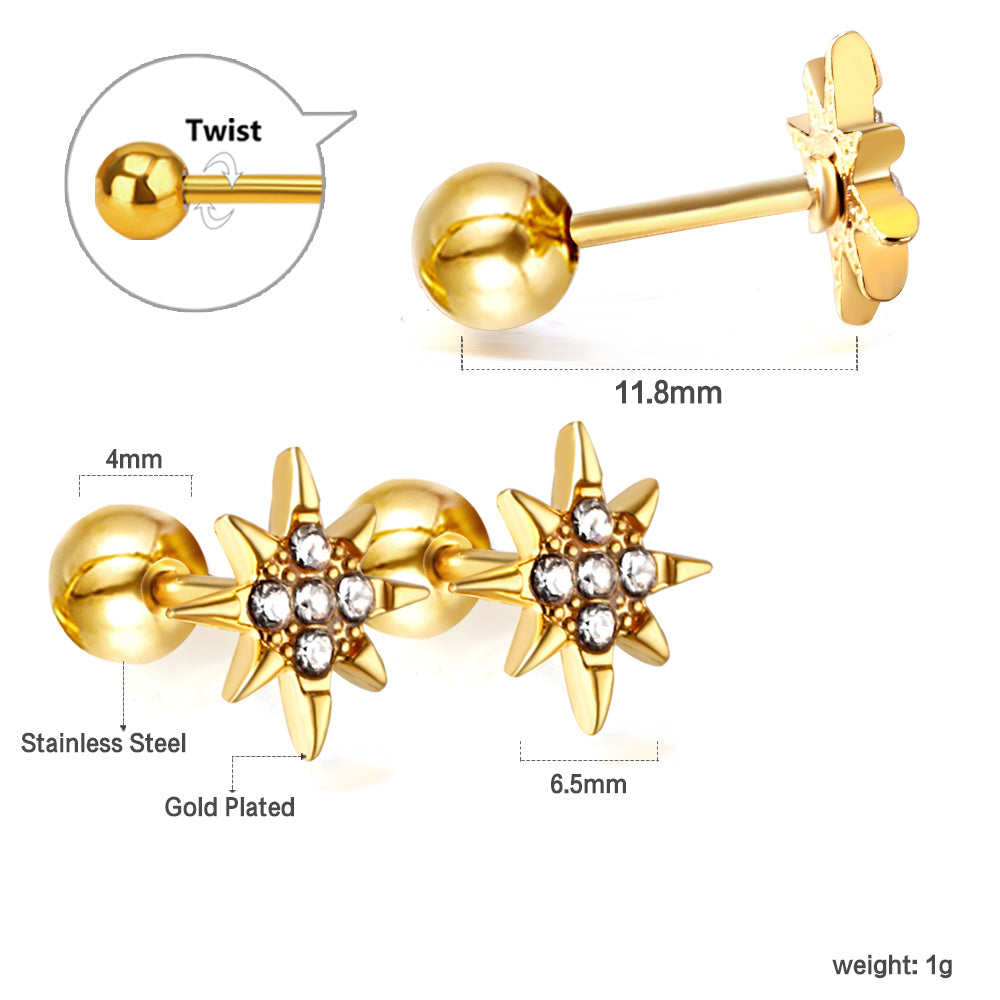 Wholesale 18K Gold Star Stud Earrings Shiny Elegance