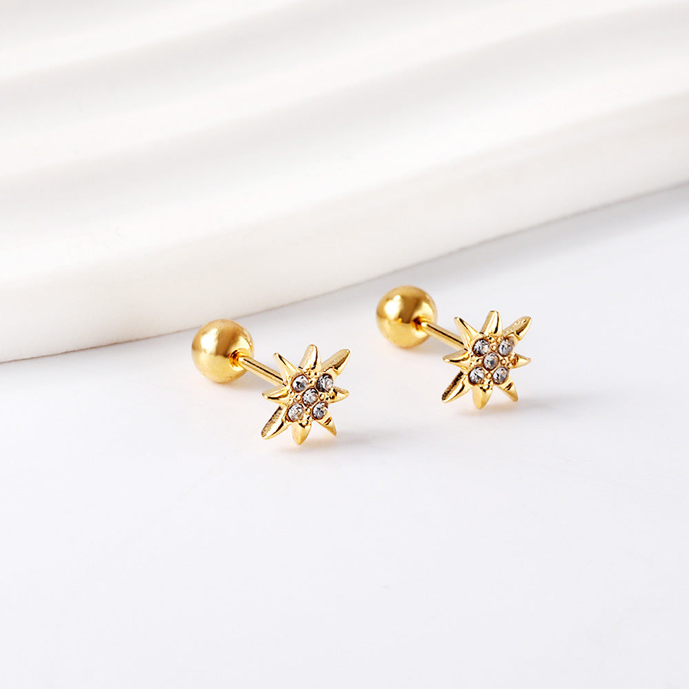 Wholesale 18K Gold Star Stud Earrings Shiny Elegance
