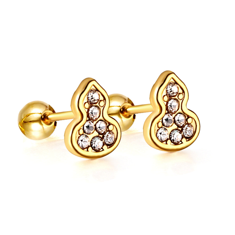 Wholesale 18K Gold Gourd Stud Earrings Elegant Design