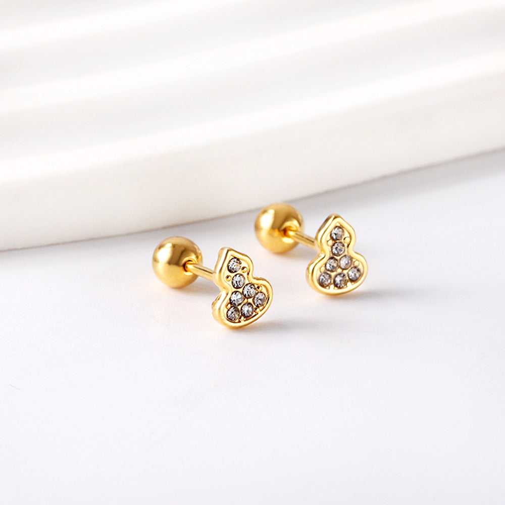 Wholesale 18K Gold Gourd Stud Earrings Elegant Design