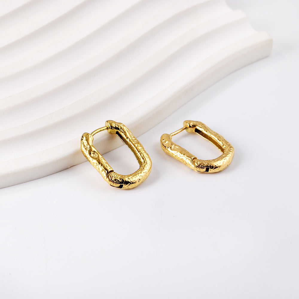 Wholesale Gold Textured Square Hoop Earrings for Jewelry Vendors Unique Design