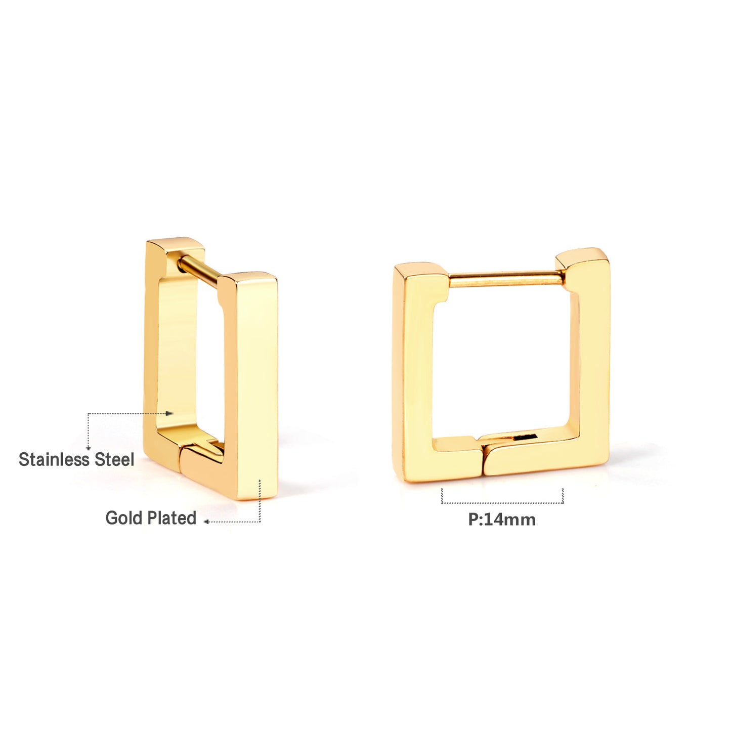 Wholesale 18K Gold Rectangular Earrings for Jewelry Suppliers Simple Design