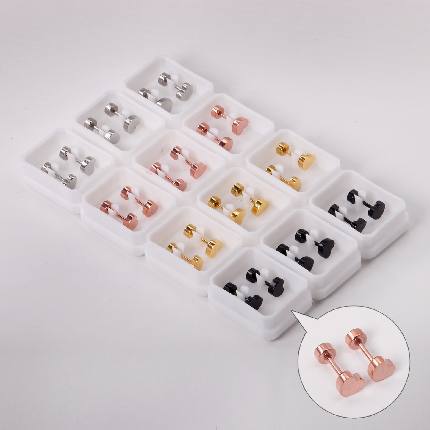 Wholesale Multicolor Heart Shaped Stud Earrings
