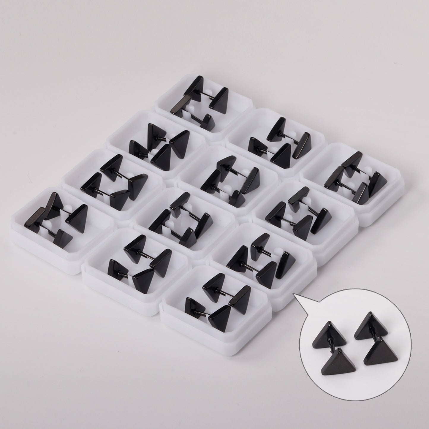 Wholesale Black Triangular Stud Earrings