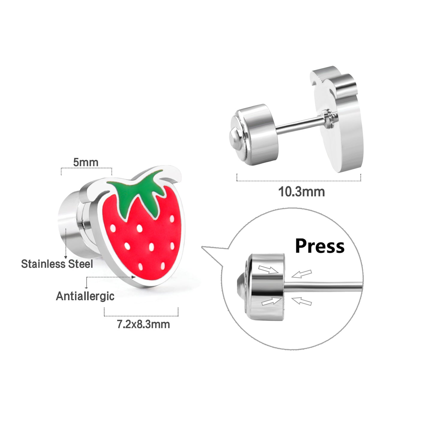 Bulk Strawberry Stud Earrings Playful Sweetness