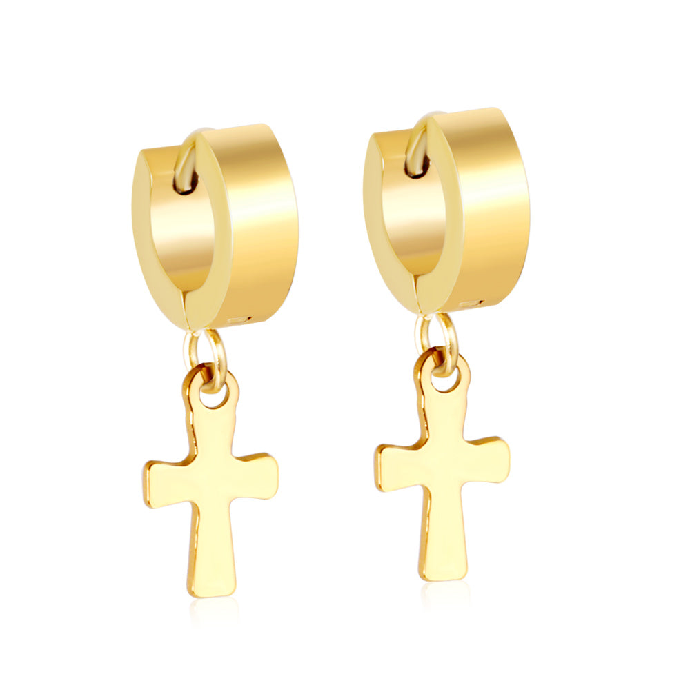 Bulk 18K Gold Thick Cross Stud Earrings