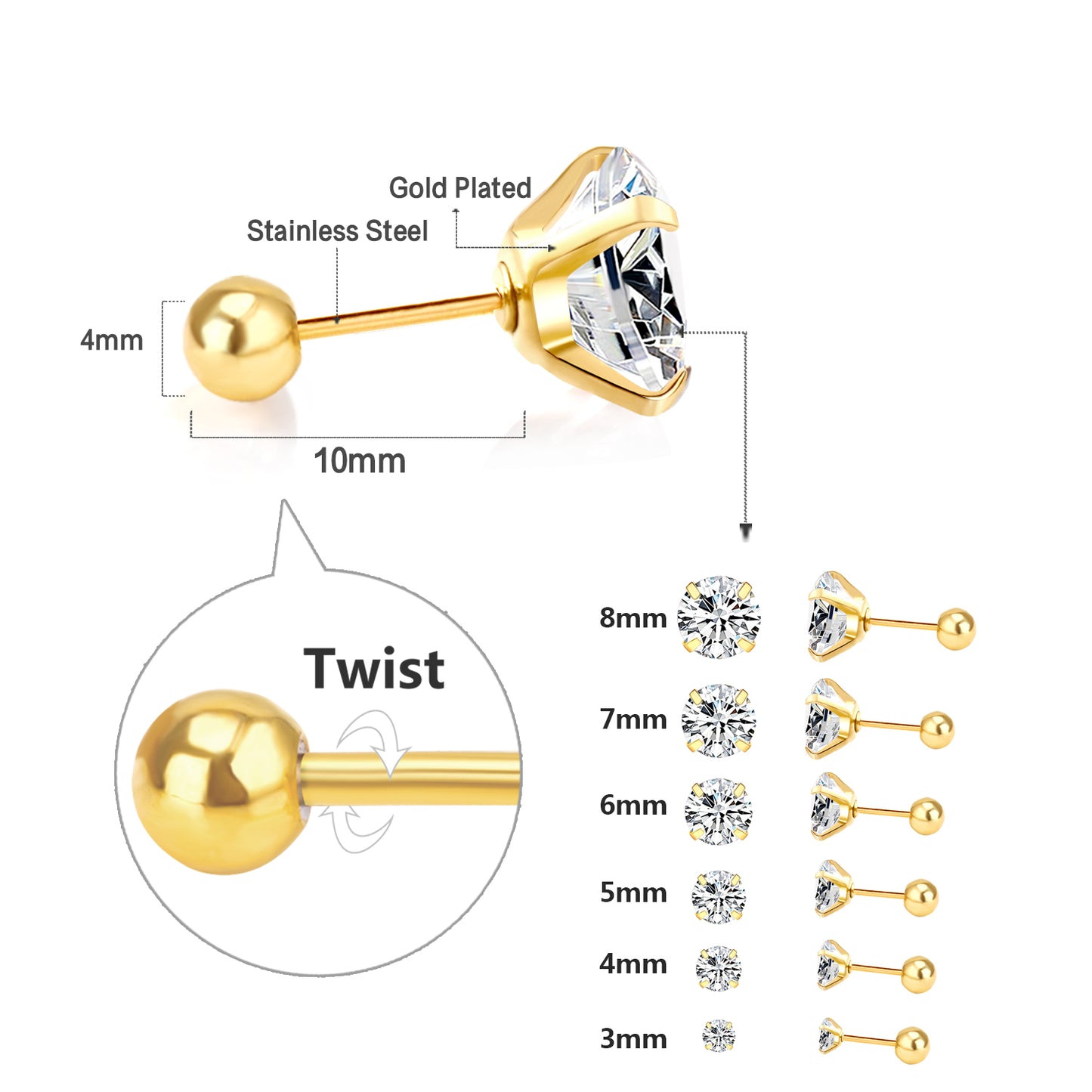 Wholesale 18K Gold Bead Back Studs Timeless Versatile Refined Sophistication