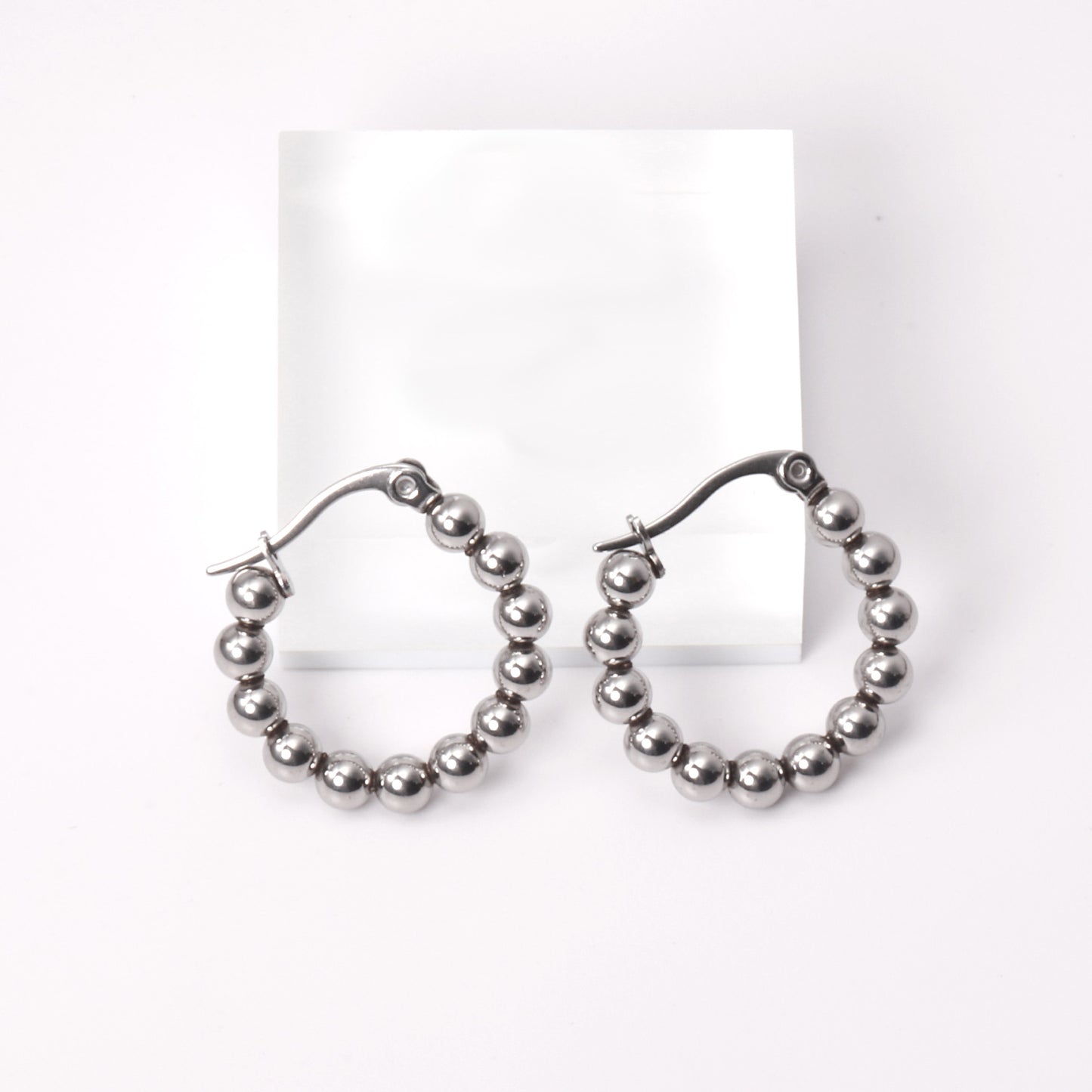 Wholesale 18K Gold Beaded Hoop Stud Earrings SGS Certified