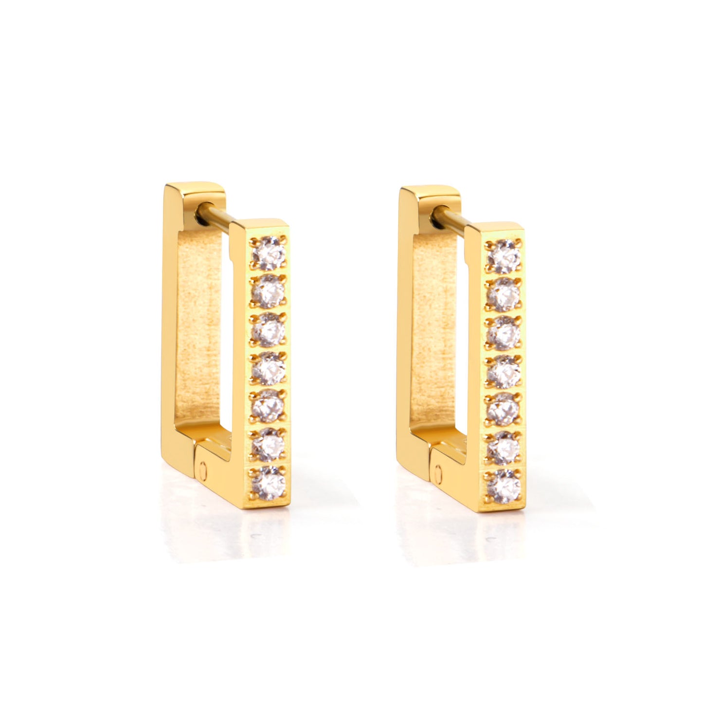 Bulk 18K Gold Diamond Square Earrings for Jewelry Vendors Unique Design