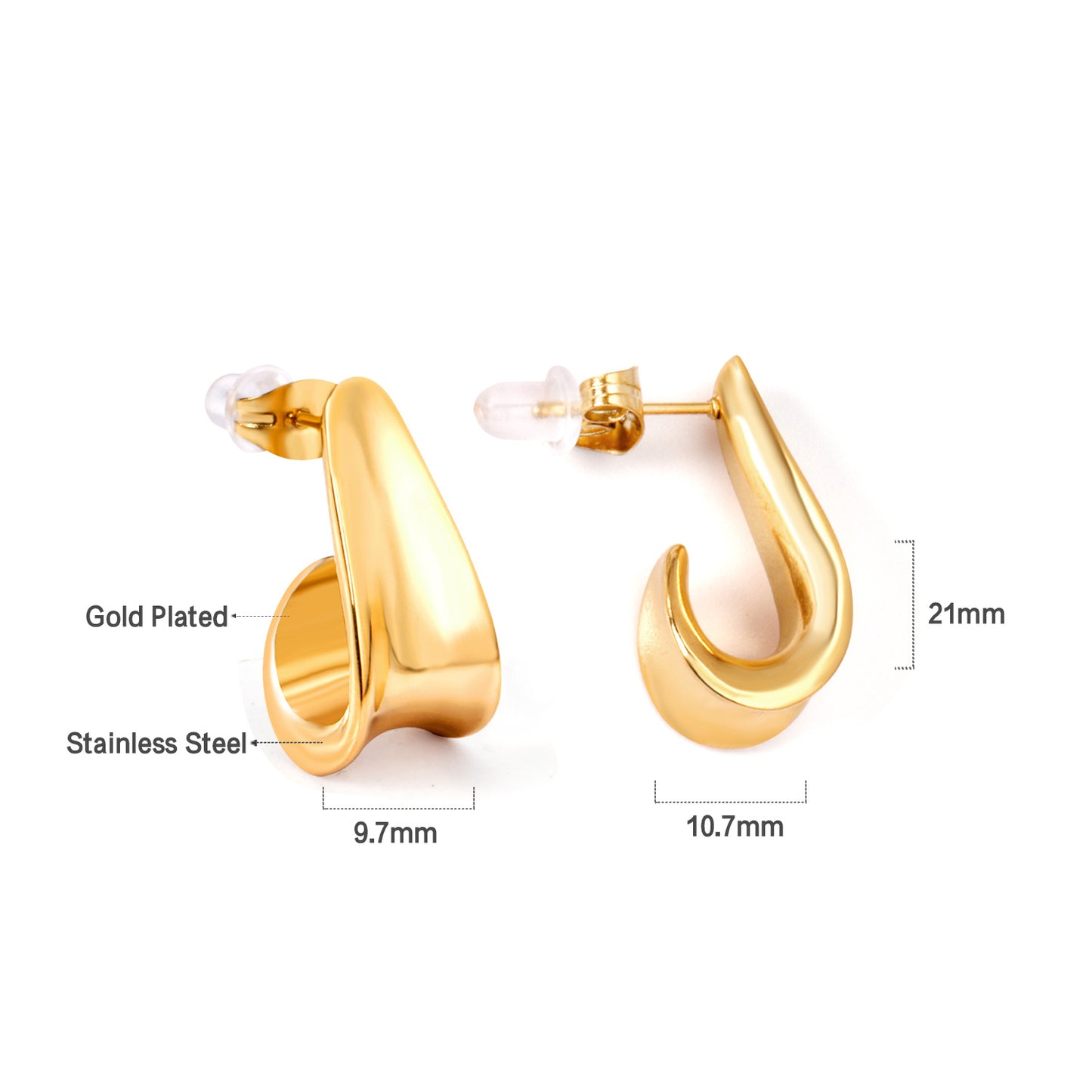 Bulk 18K Gold Irregular Stud Earrings Hypoallergenic